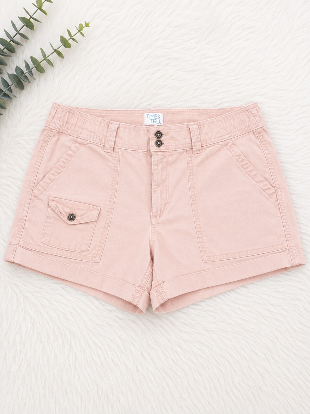 Time and Tru Blush Pink Utility Shorts